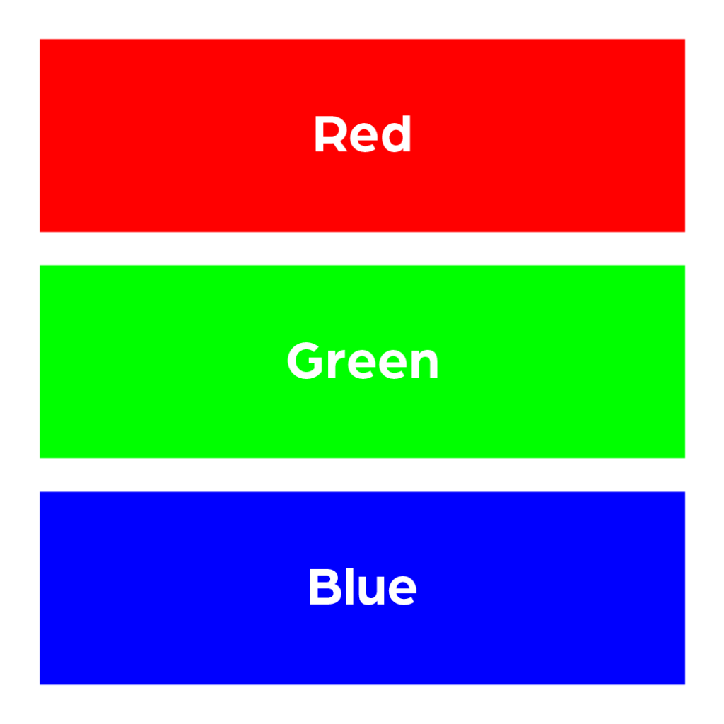 Rectangles that show red, green, and blue