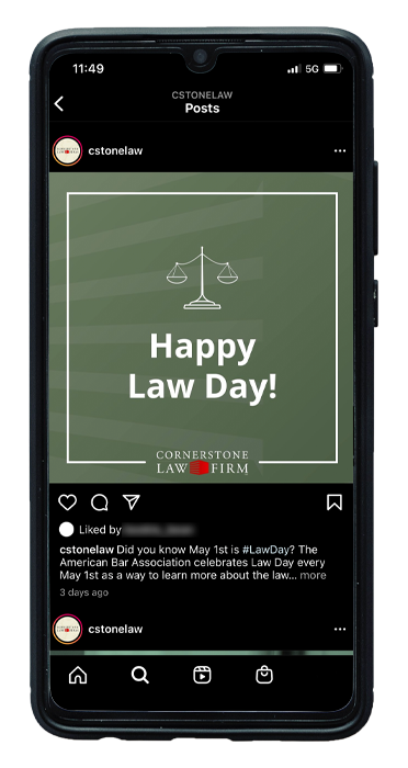 example of an Instagram post from Cornerstone Law Firm