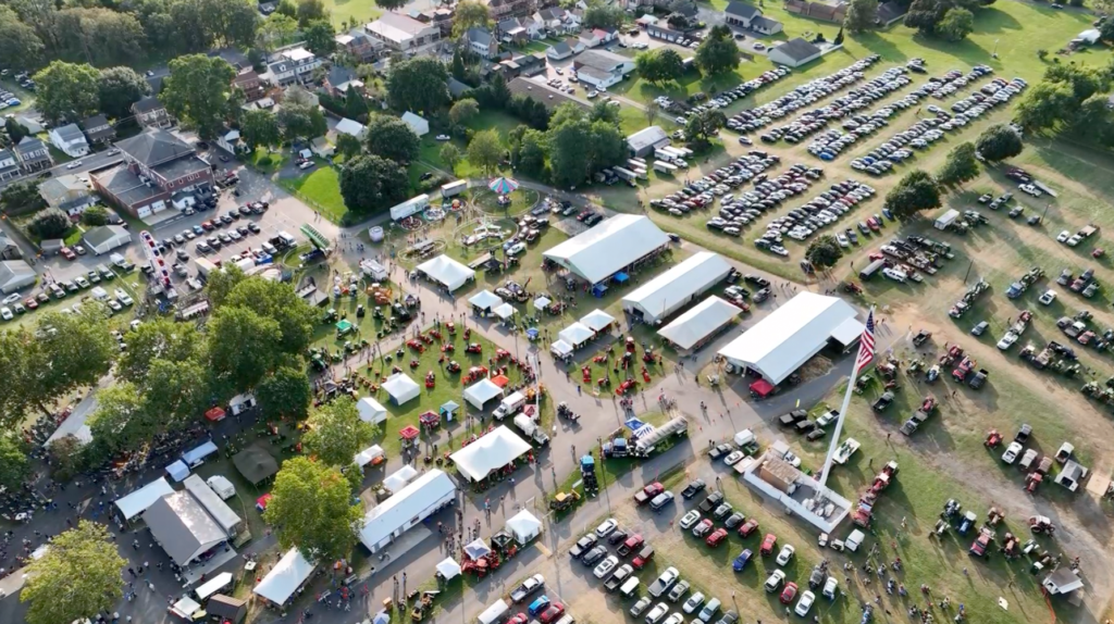 Drone photography example: An aerial shot of the Oley Fair