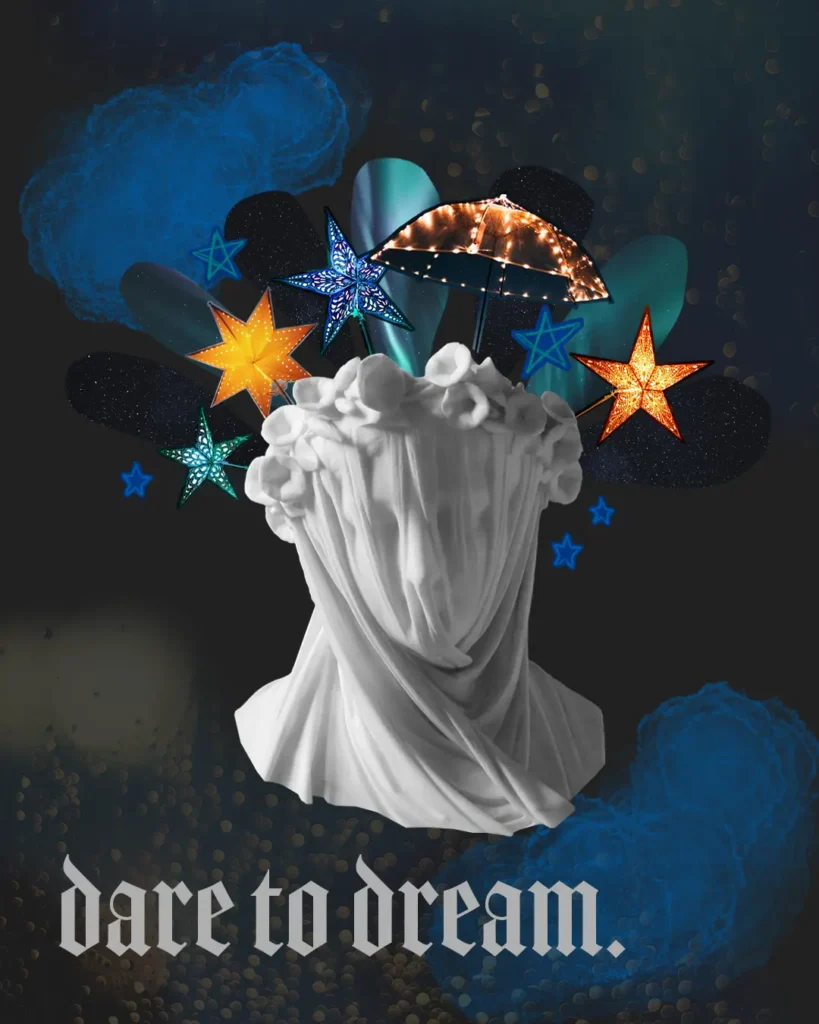 An example of a mixed media collage style design